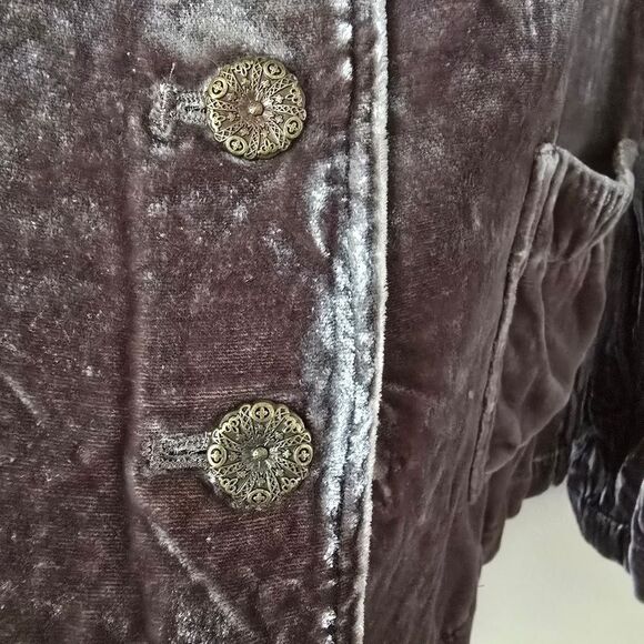 J. Jill Women's Velvet Blazer Size Medium Brown Silk Blend Whimsigoth Preppy - Picture 4 of 11